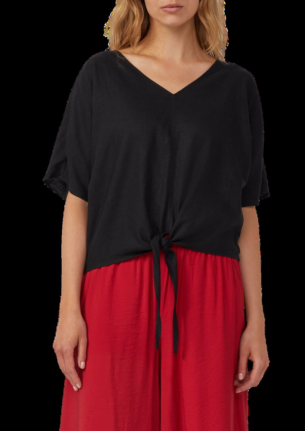 Verkürzte Leinenmix-Bluse im Relaxed Fit