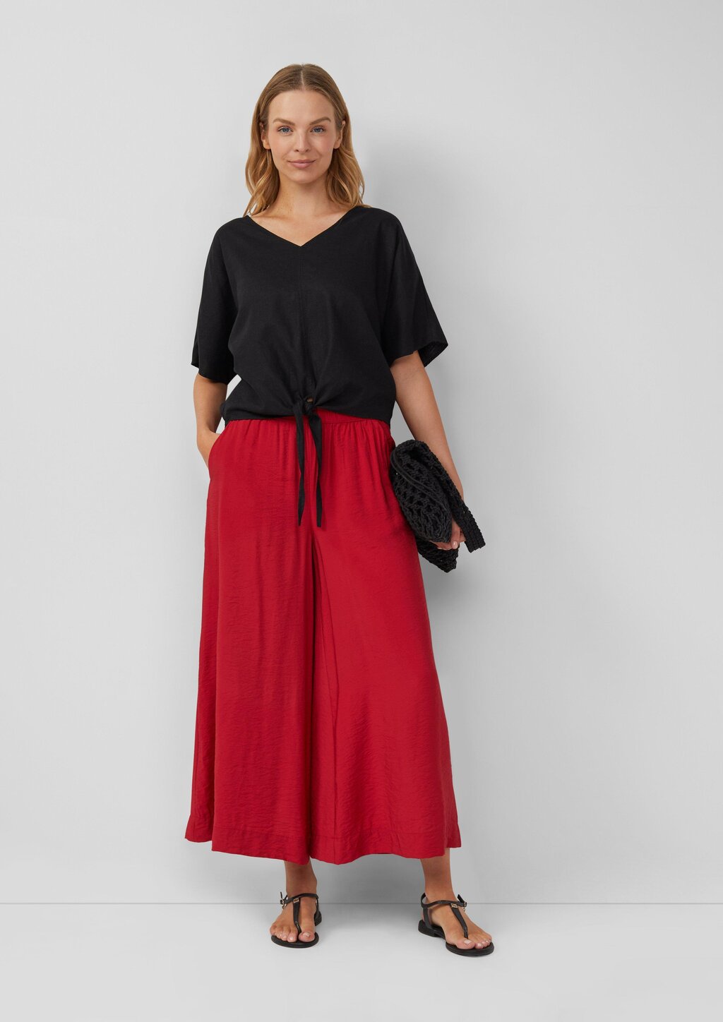 Verkürzte Leinenmix-Bluse im Relaxed Fit