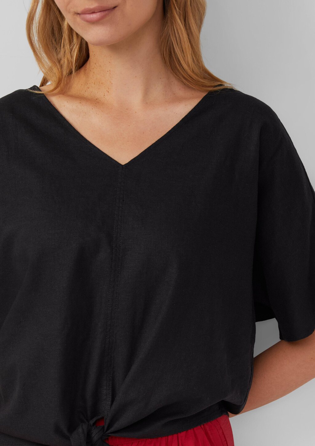 Verkürzte Leinenmix-Bluse im Relaxed Fit