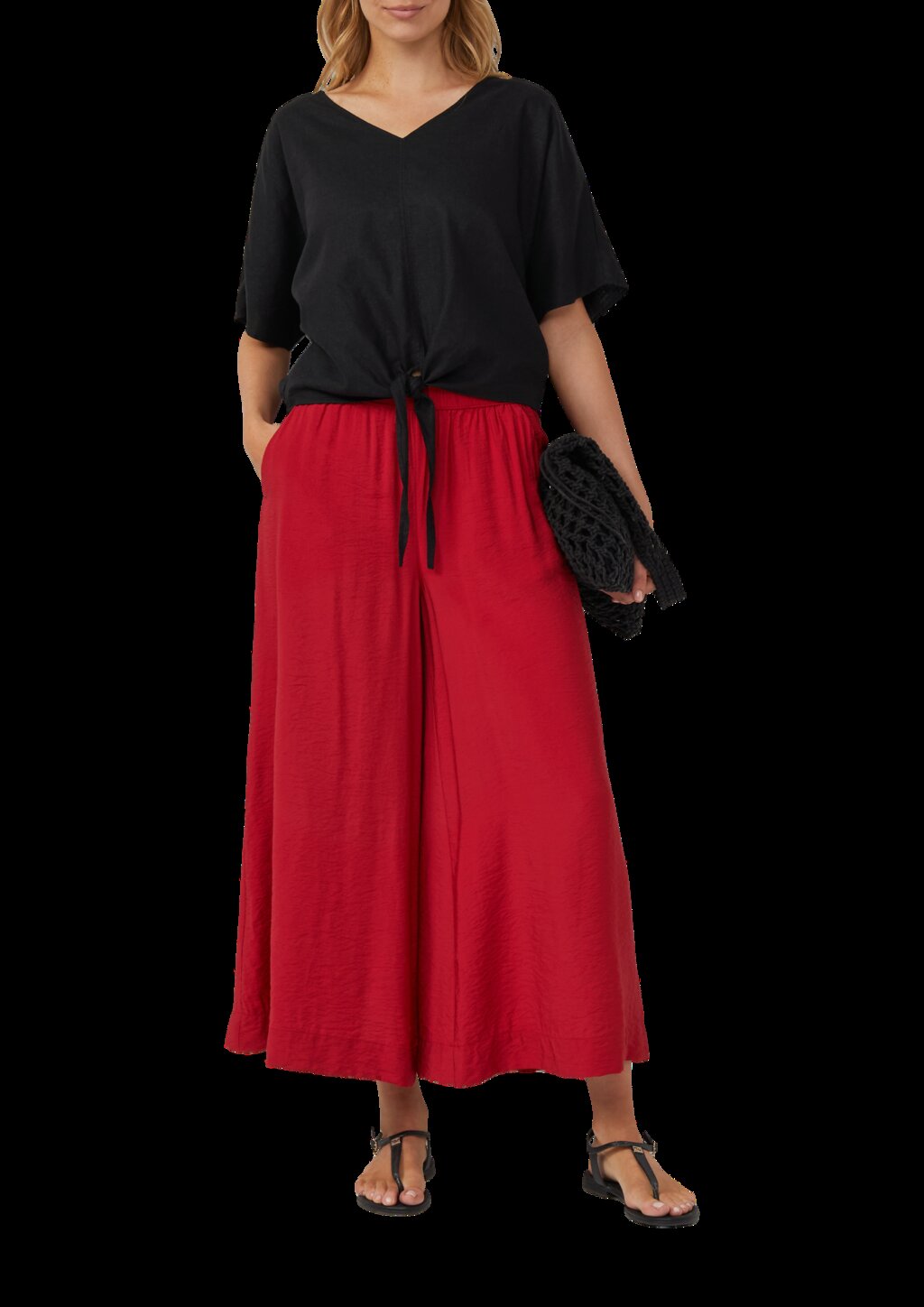 Verkürzte Leinenmix-Bluse im Relaxed Fit