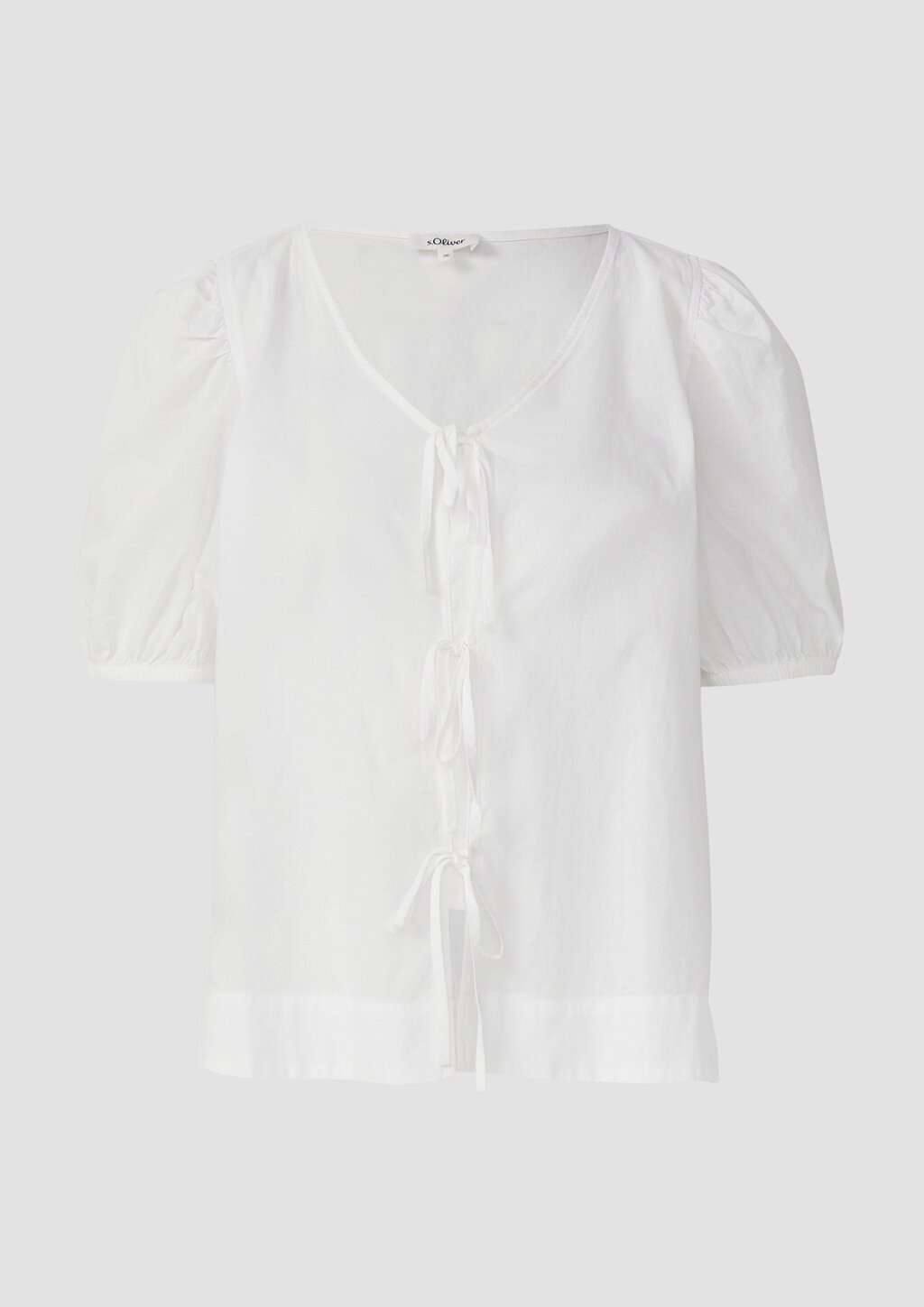 Baumwollbluse mit V-Ausschnitt und Puffärmeln