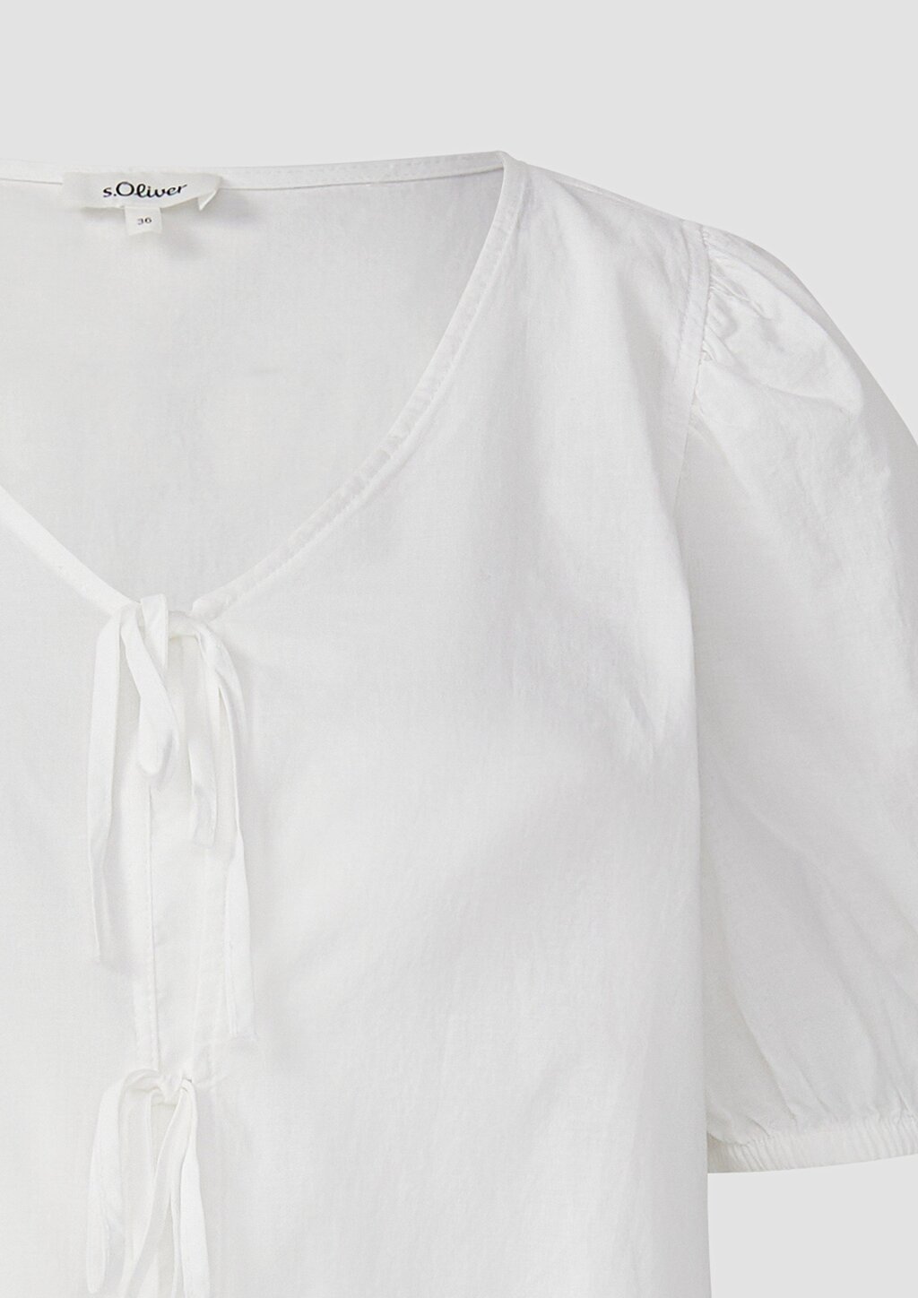 Baumwollbluse mit V-Ausschnitt und Puffärmeln