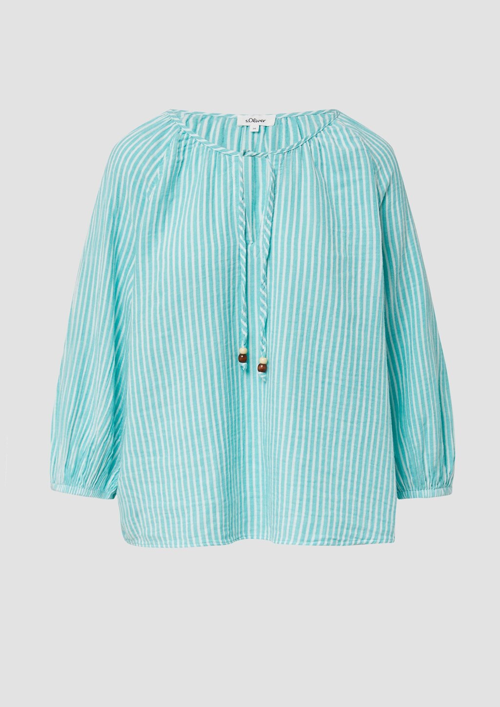 Musselin-Bluse mit Raglanärmeln und Raffung