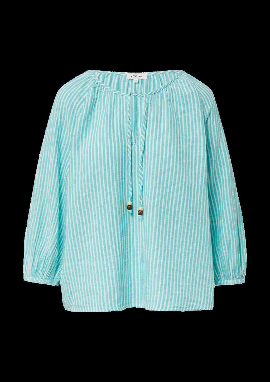 Musselin-Bluse mit Raglanärmeln und Raffung