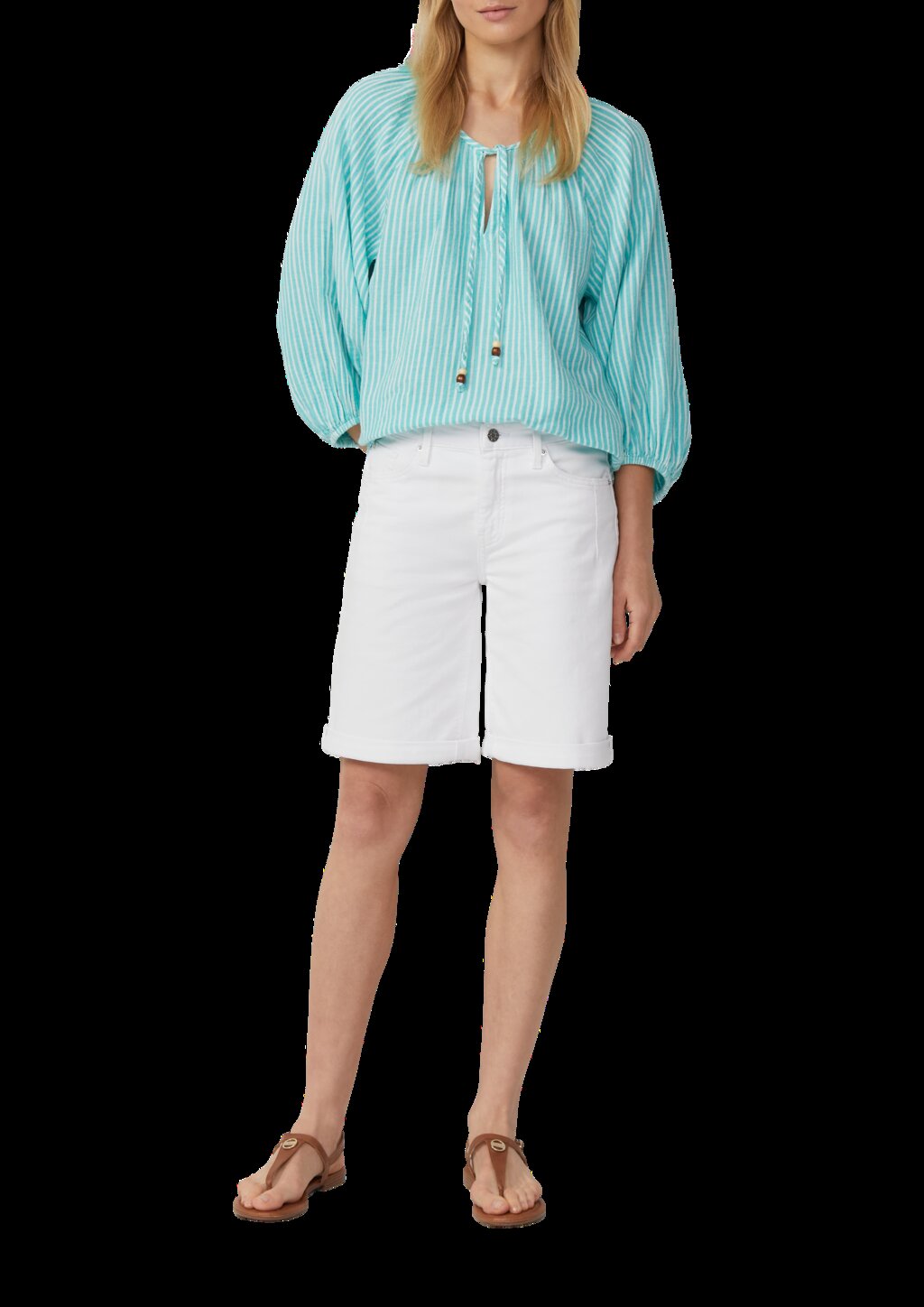 Musselin-Bluse mit Raglanärmeln und Raffung