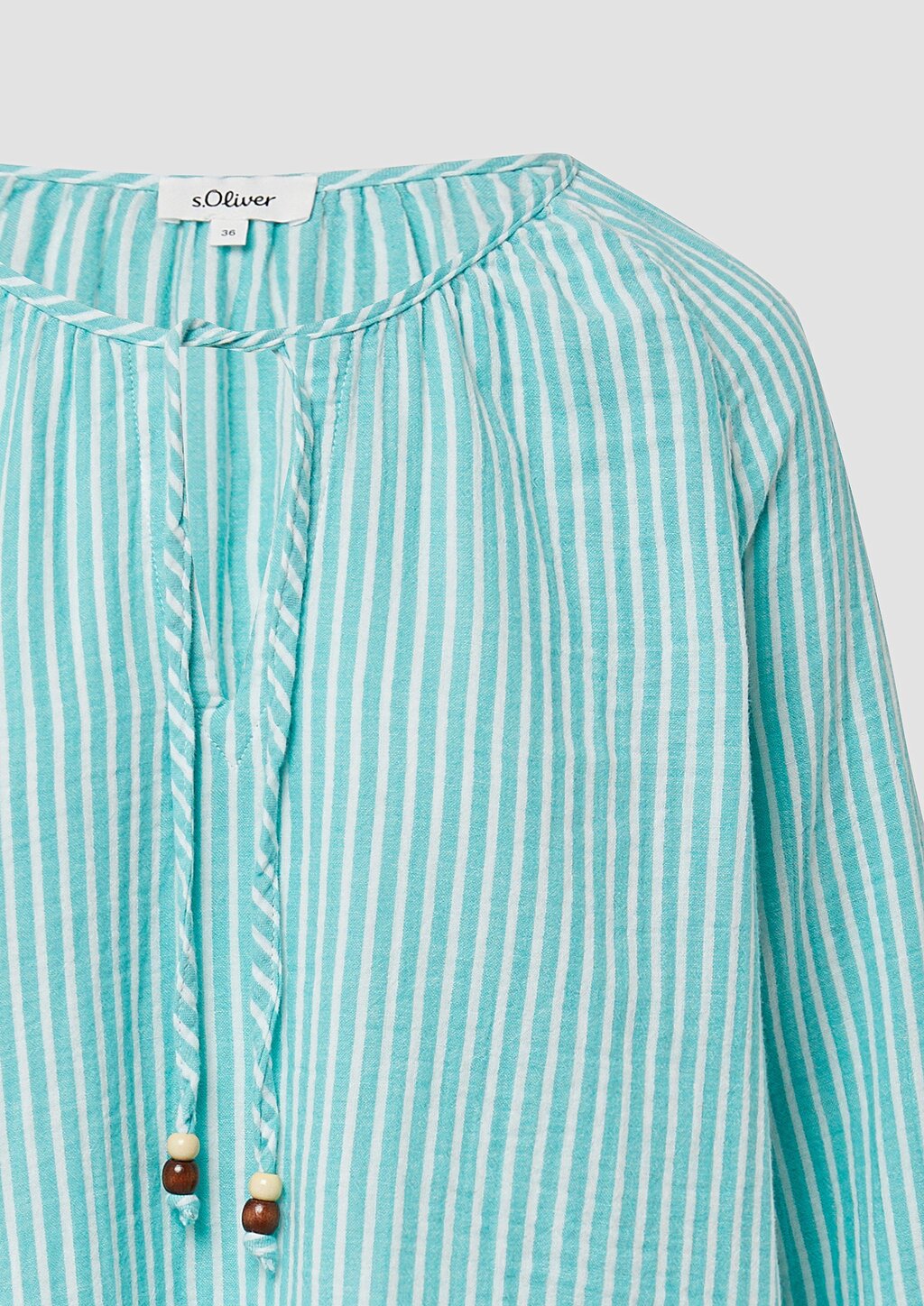 Musselin-Bluse mit Raglanärmeln und Raffung