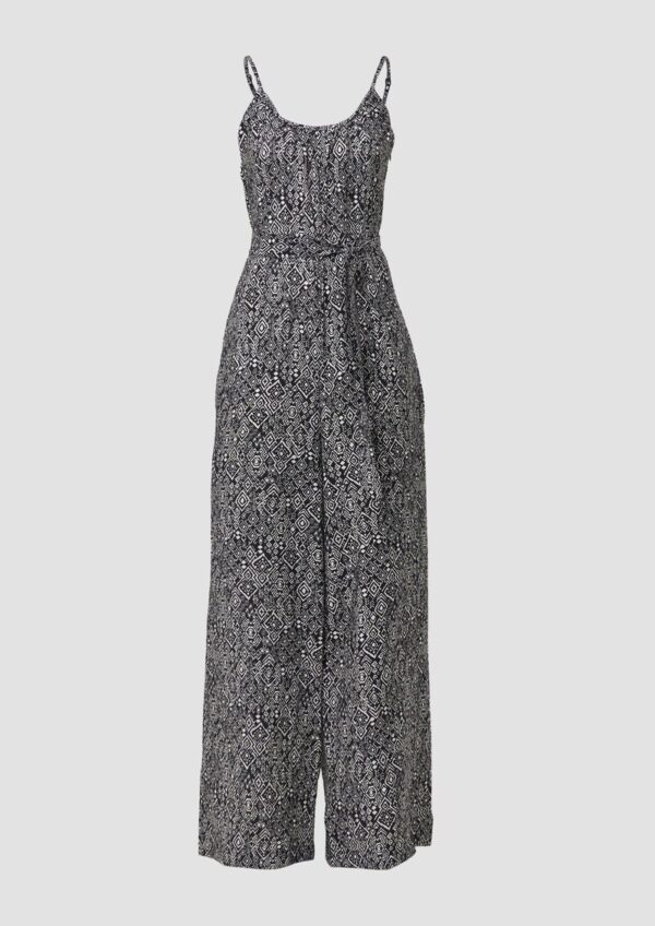 Jumpsuit aus strukturiertem Viskosemix mit verstellbaren Trägern