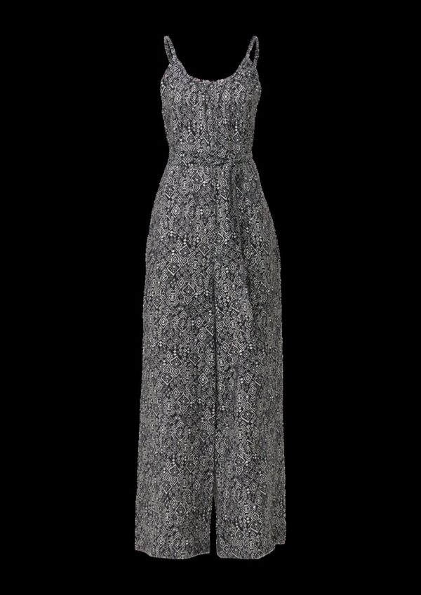 Jumpsuit aus strukturiertem Viskosemix mit verstellbaren Trägern