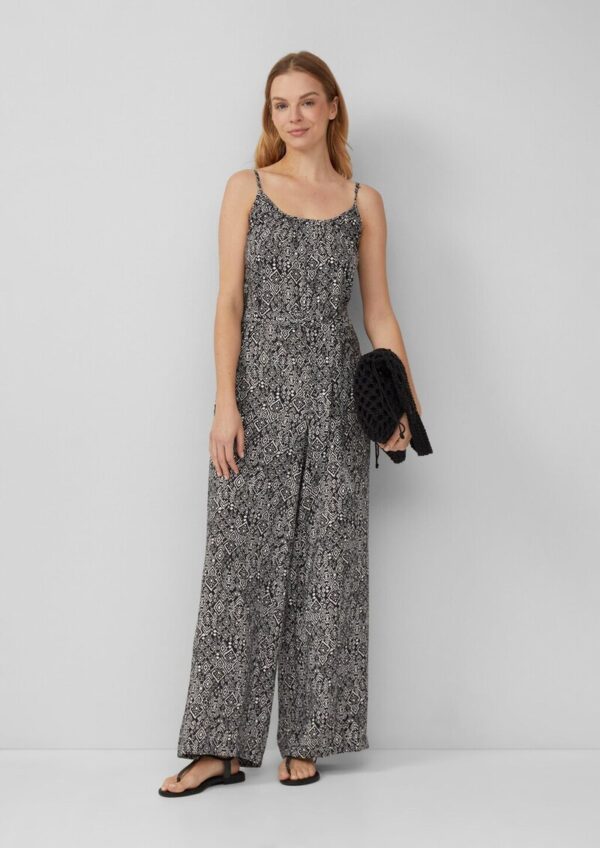 Jumpsuit aus strukturiertem Viskosemix mit verstellbaren Trägern