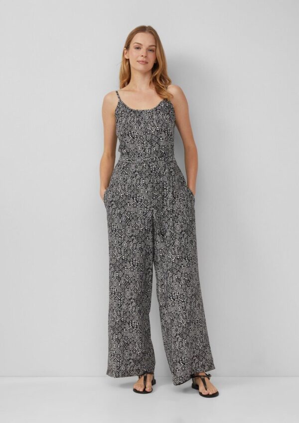 Jumpsuit aus strukturiertem Viskosemix mit verstellbaren Trägern