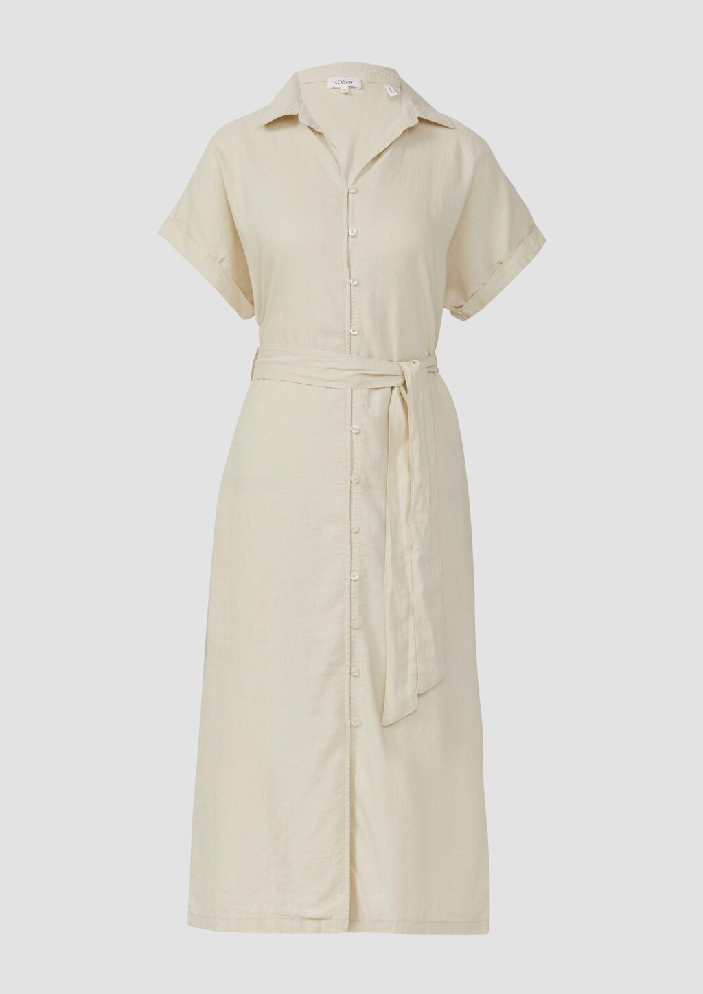 Midikleid aus Leinenmix mit Eingrifftaschen