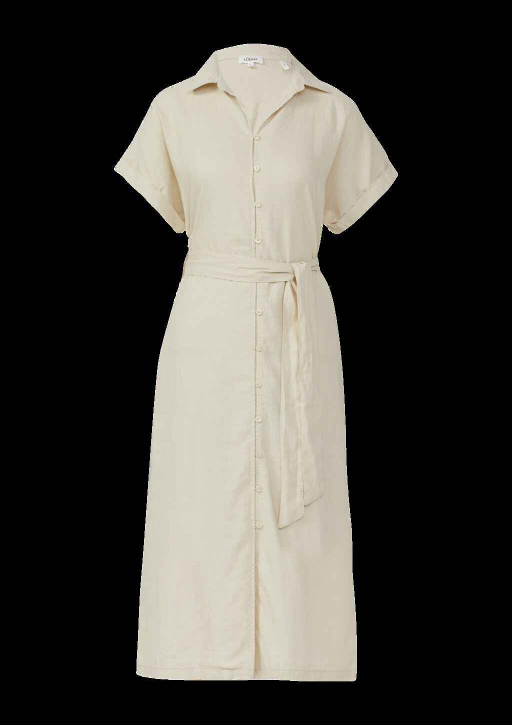 Midikleid aus Leinenmix mit Eingrifftaschen