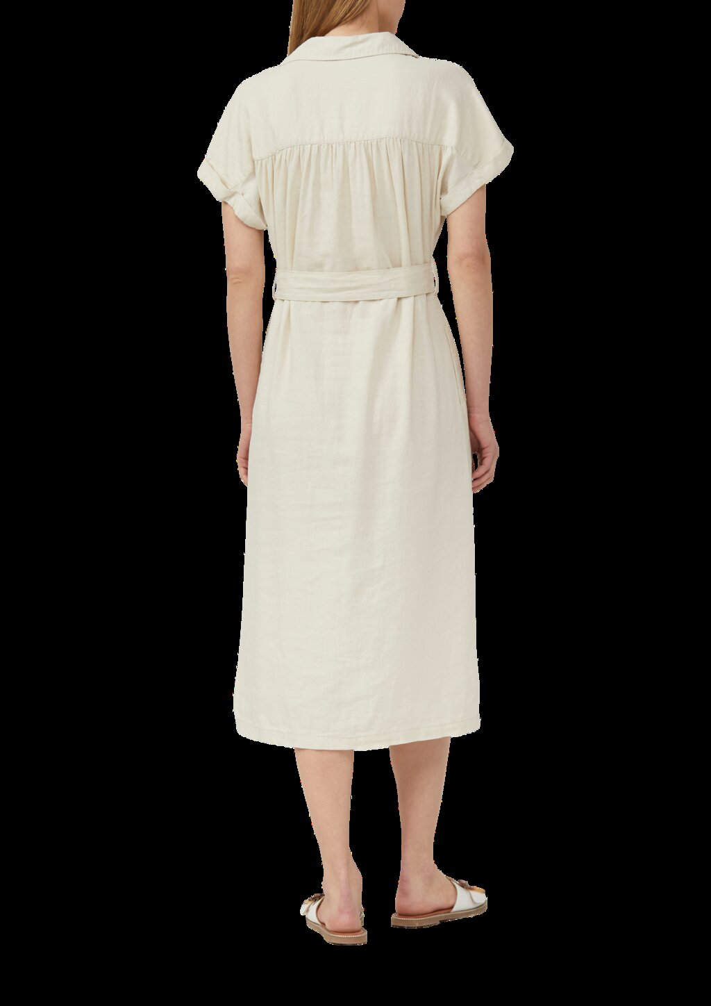 Midikleid aus Leinenmix mit Eingrifftaschen