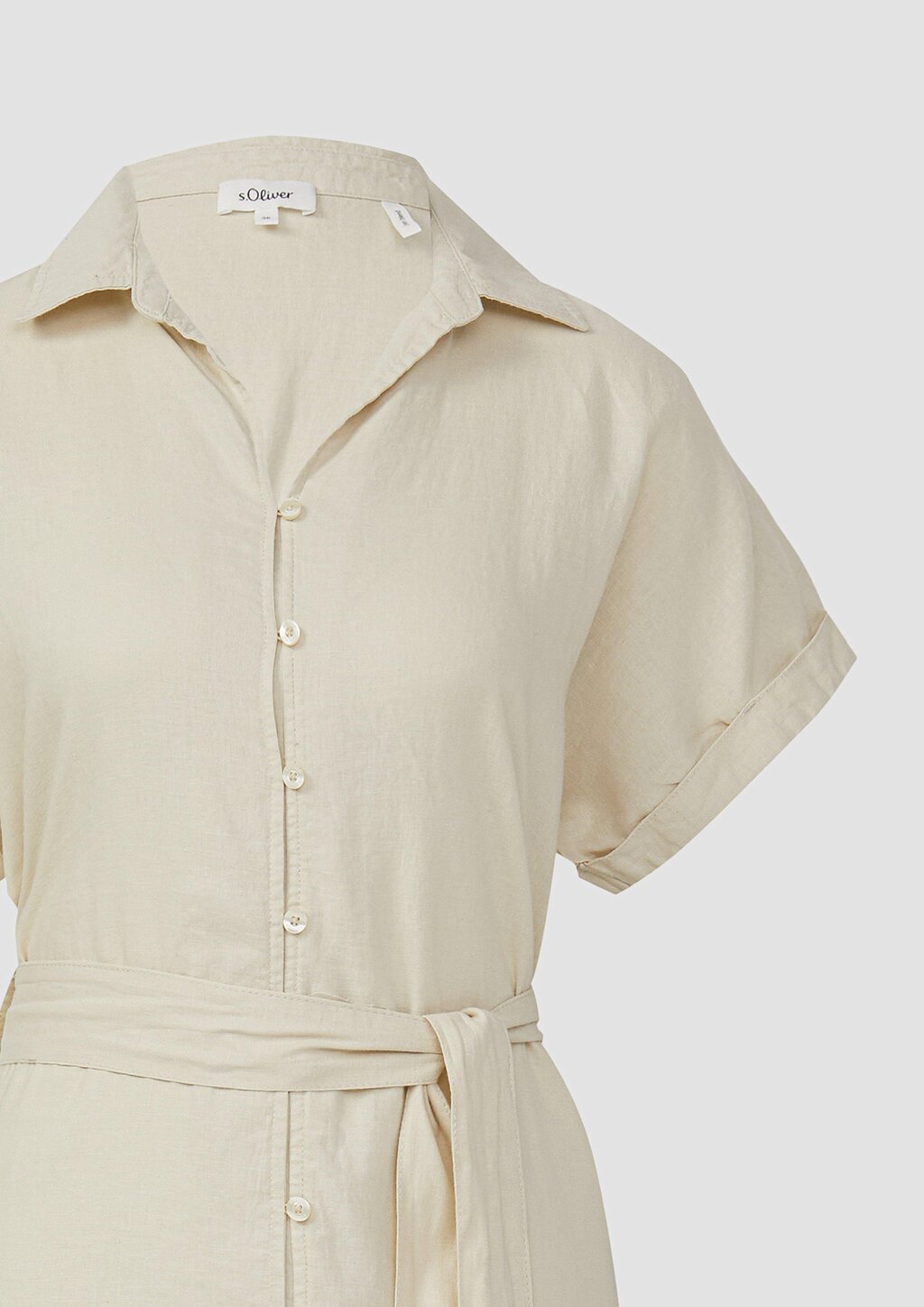 Midikleid aus Leinenmix mit Eingrifftaschen