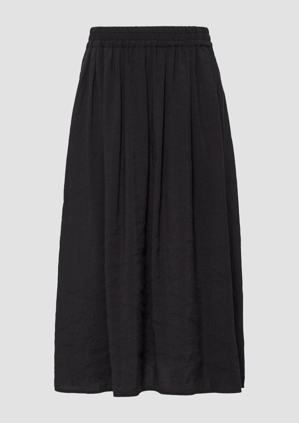 Fließender Midi-Rock mit Elastikbund und seitlichen Eingrifftaschen
