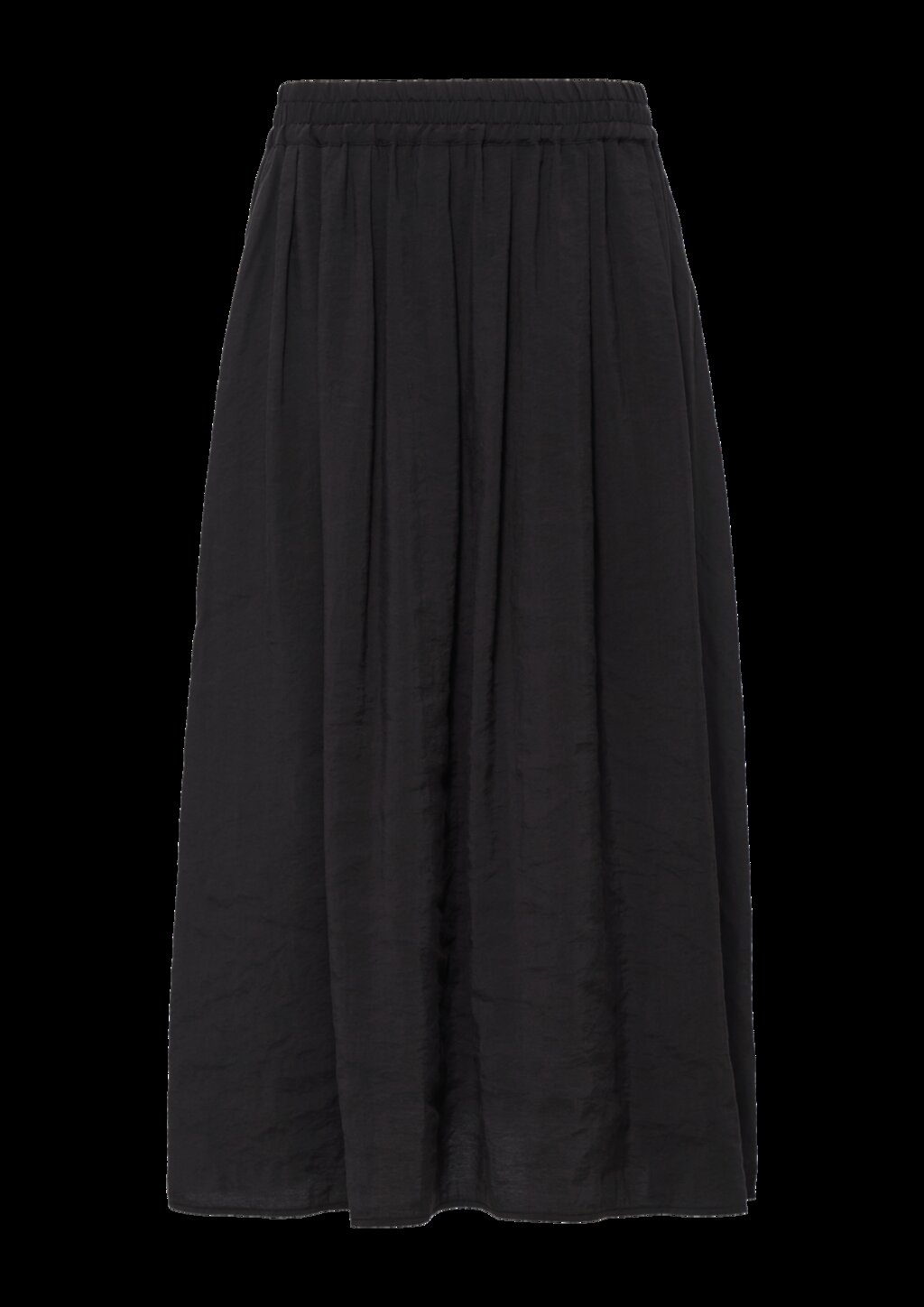 Fließender Midi-Rock mit Elastikbund und seitlichen Eingrifftaschen