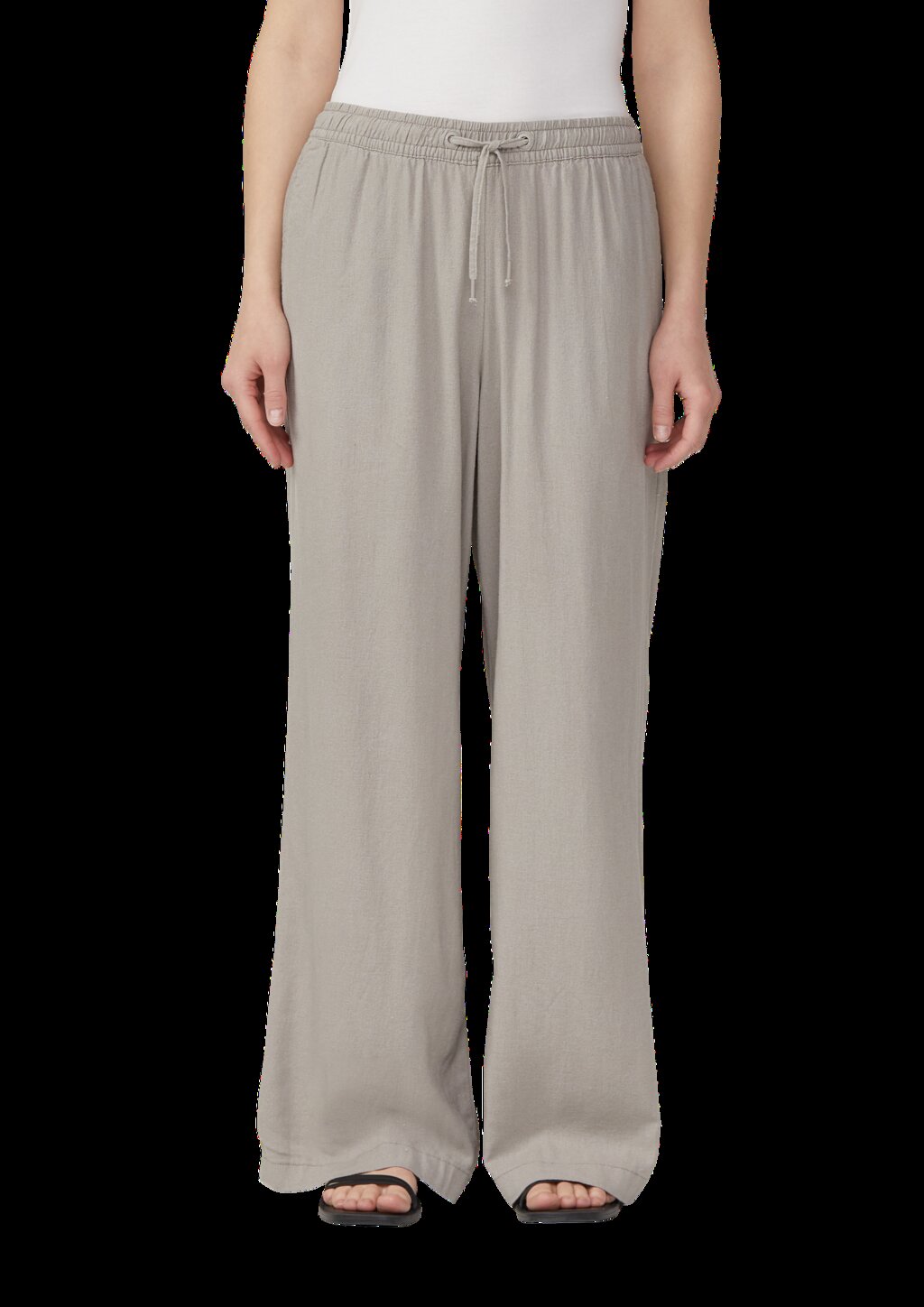 Leinenmixhose mit Gummizug und weitem Bein