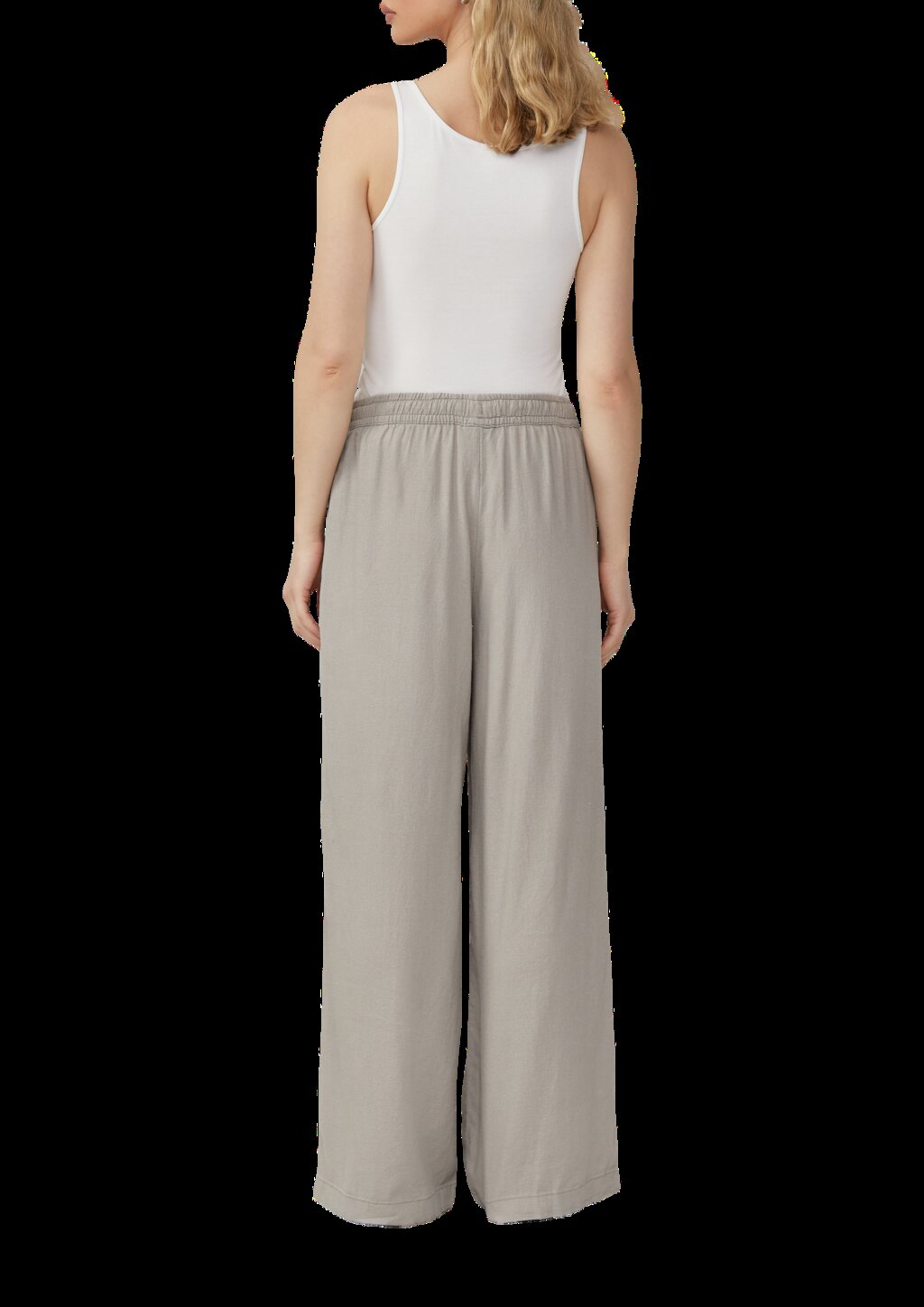 Leinenmixhose mit Gummizug und weitem Bein