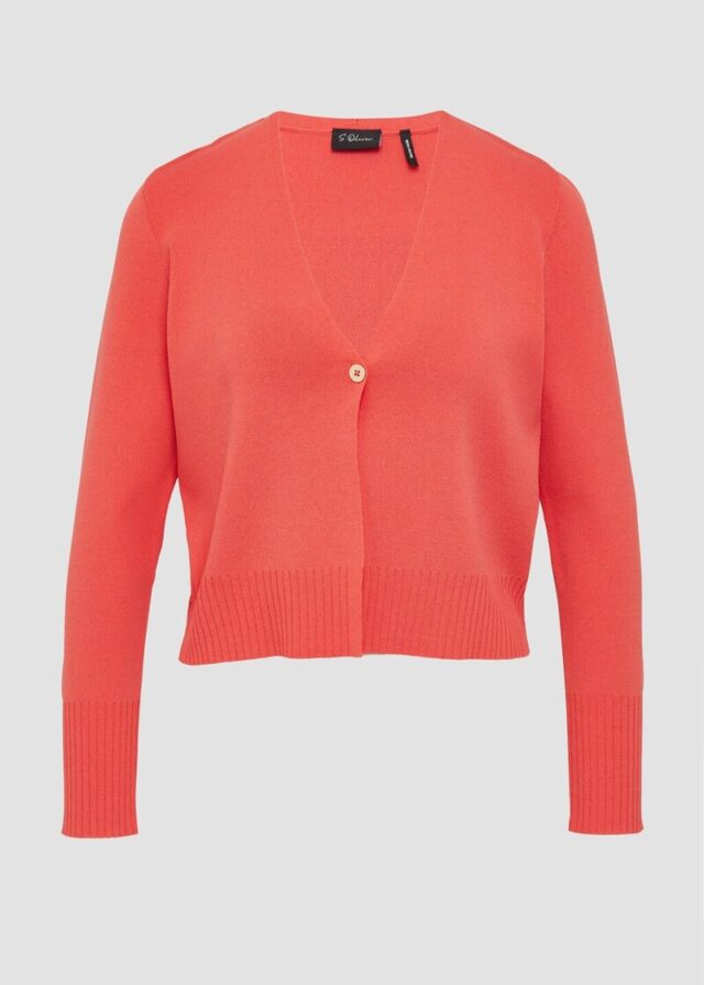 Kurzer Feinstrick-Cardigan aus Viskosemix mit Knopf