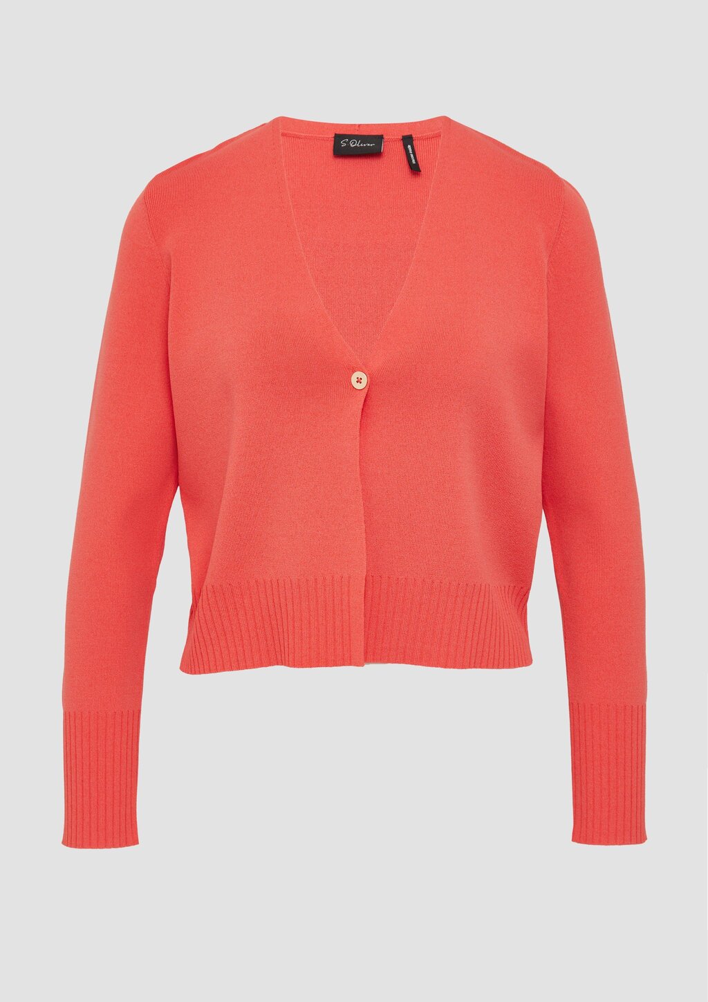 Kurzer Feinstrick-Cardigan aus Viskosemix mit Knopf