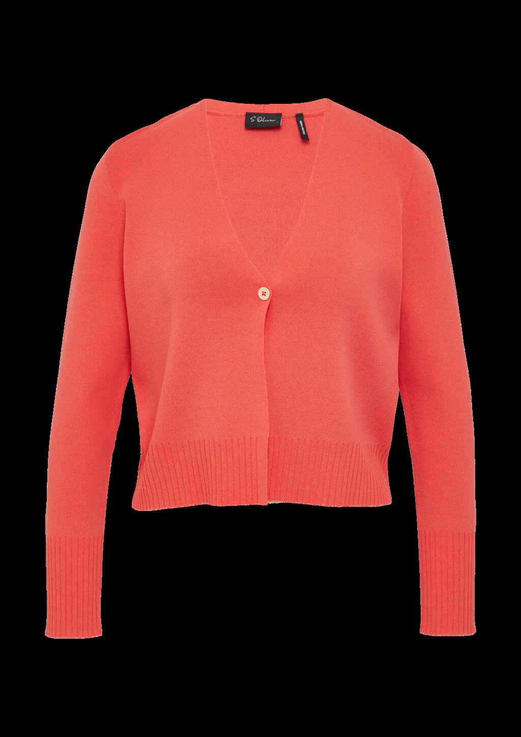 Kurzer Feinstrick-Cardigan aus Viskosemix mit Knopf