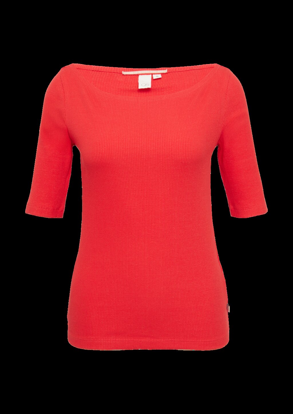 Schmales Rippshirt mit U-Boot Ausschnitt