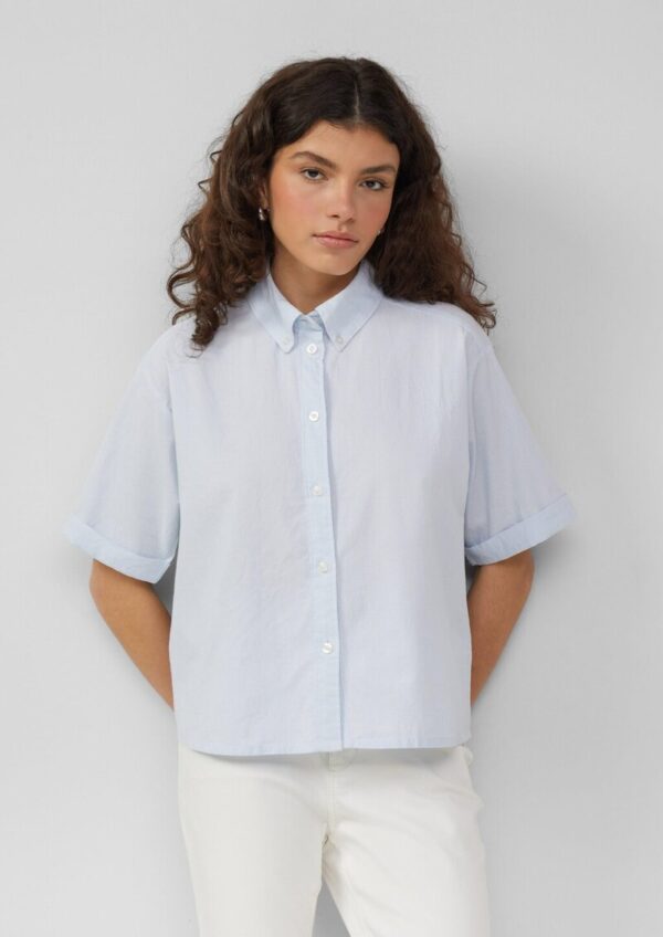 Baumwoll-Bluse mit feinen Streifen | QS x Debi Flügge