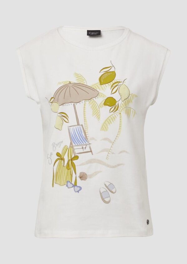 Jersey-T-Shirt mit Artwork und Glitzerdetails