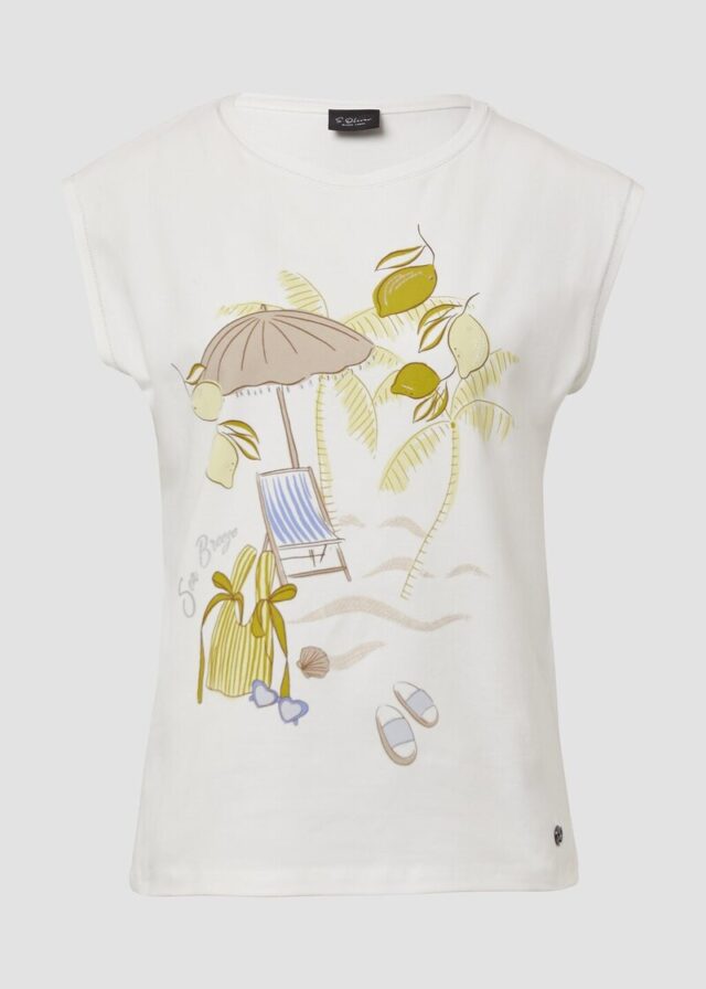 Jersey-T-Shirt mit Artwork und Glitzerdetails