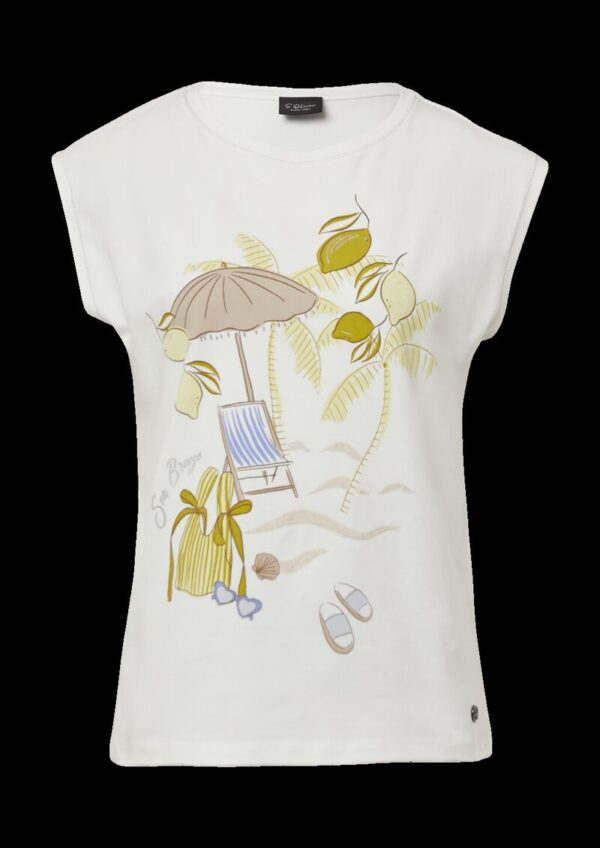 Jersey-T-Shirt mit Artwork und Glitzerdetails