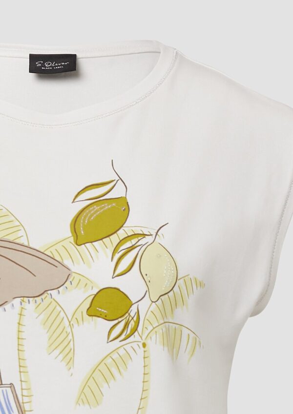 Jersey-T-Shirt mit Artwork und Glitzerdetails