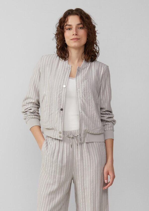 Leinenmix-Blouson mit Glitzerstreifen