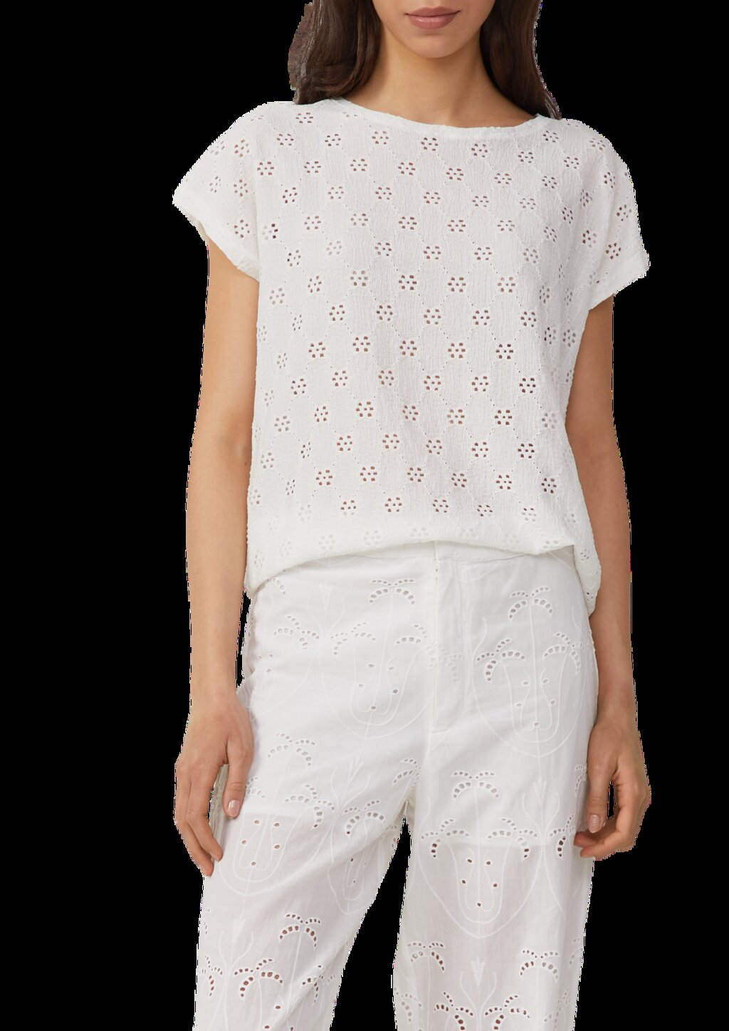 Shirt mit Lochstickerei