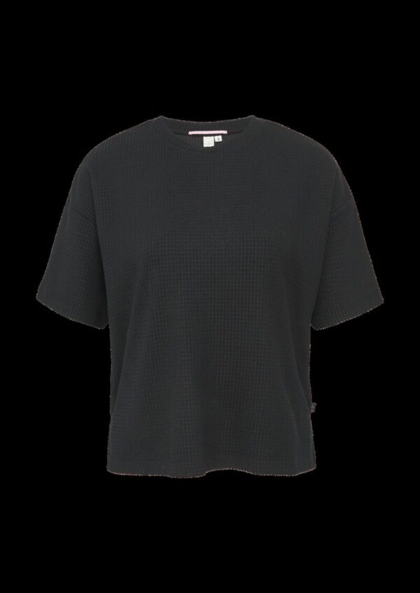 Rundhalsshirt mit überschnittener Schulter aus einer strukturierten Ware