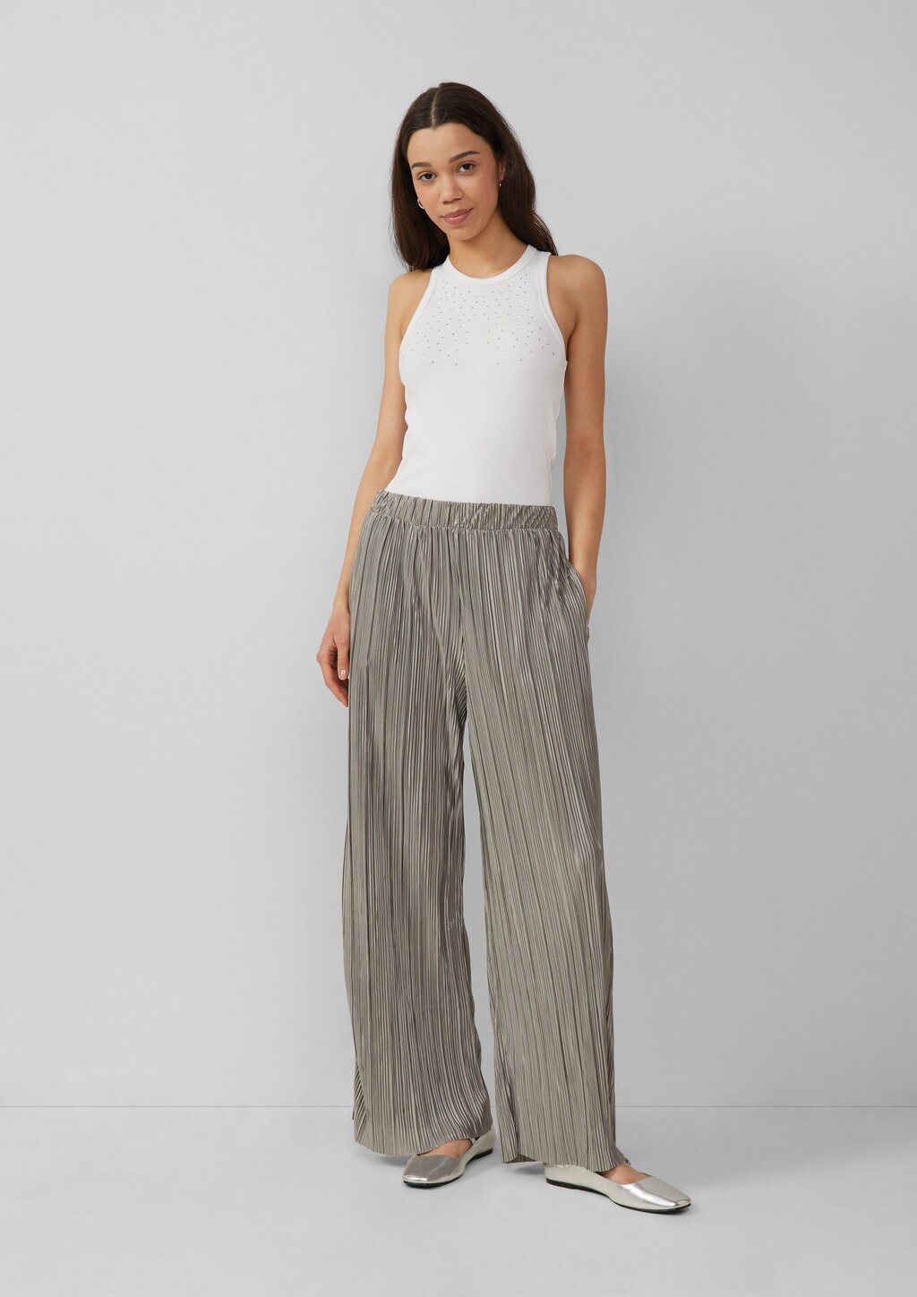 Plissierte Wide-Leg-Hose