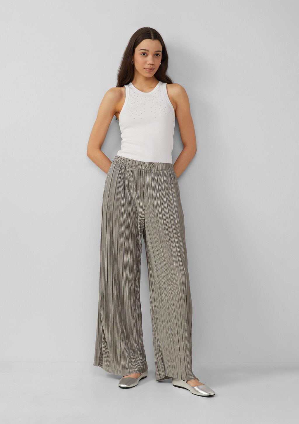 Plissierte Wide-Leg-Hose