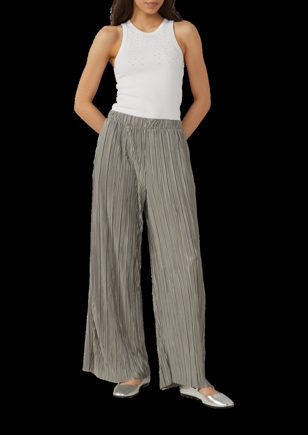 Plissierte Wide-Leg-Hose