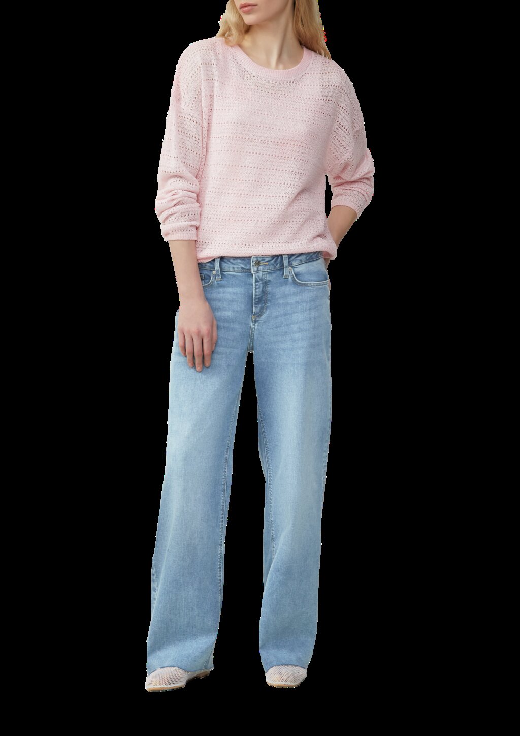 leichter Pullover mit Ajourmuster