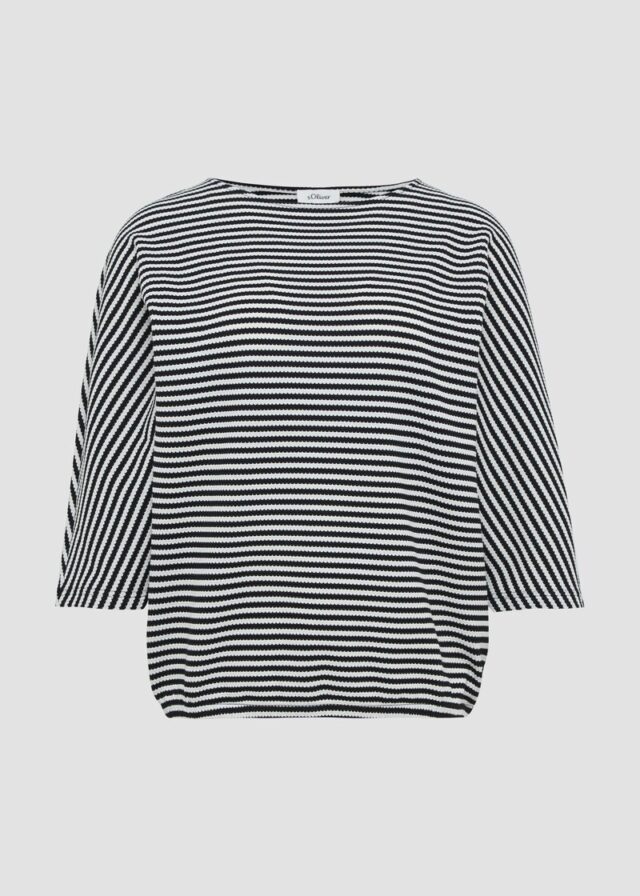Gestreiftes T-Shirt im Relaxed Fit mit 3/4-Ärmeln