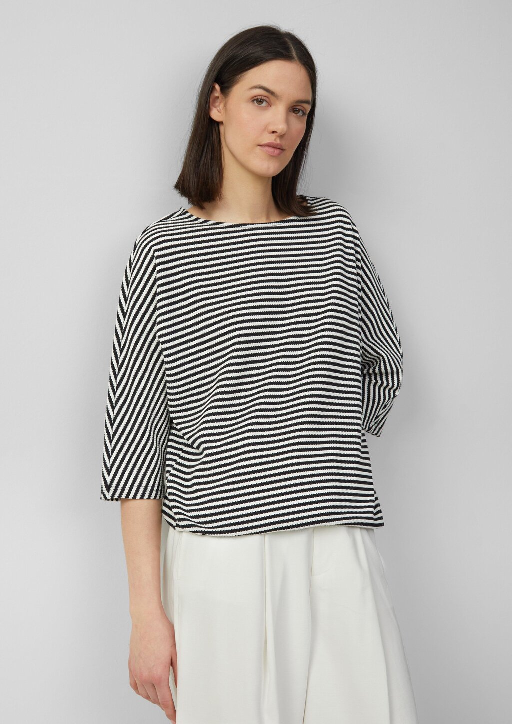 Gestreiftes T-Shirt im Relaxed Fit mit 3/4-Ärmeln