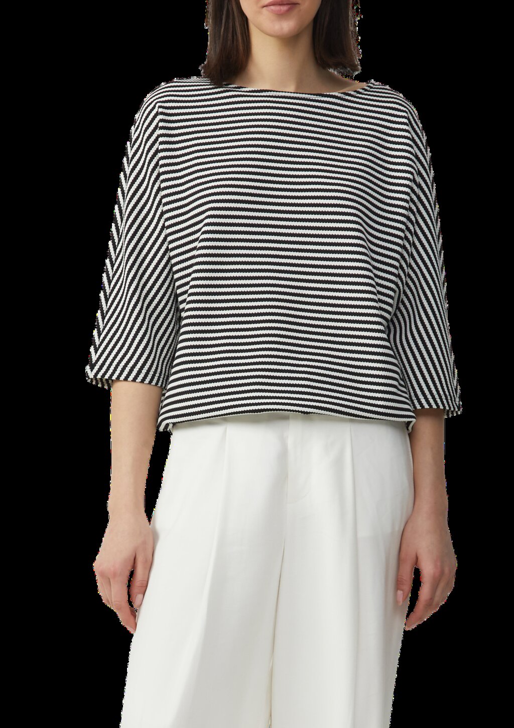 Gestreiftes T-Shirt im Relaxed Fit mit 3/4-Ärmeln