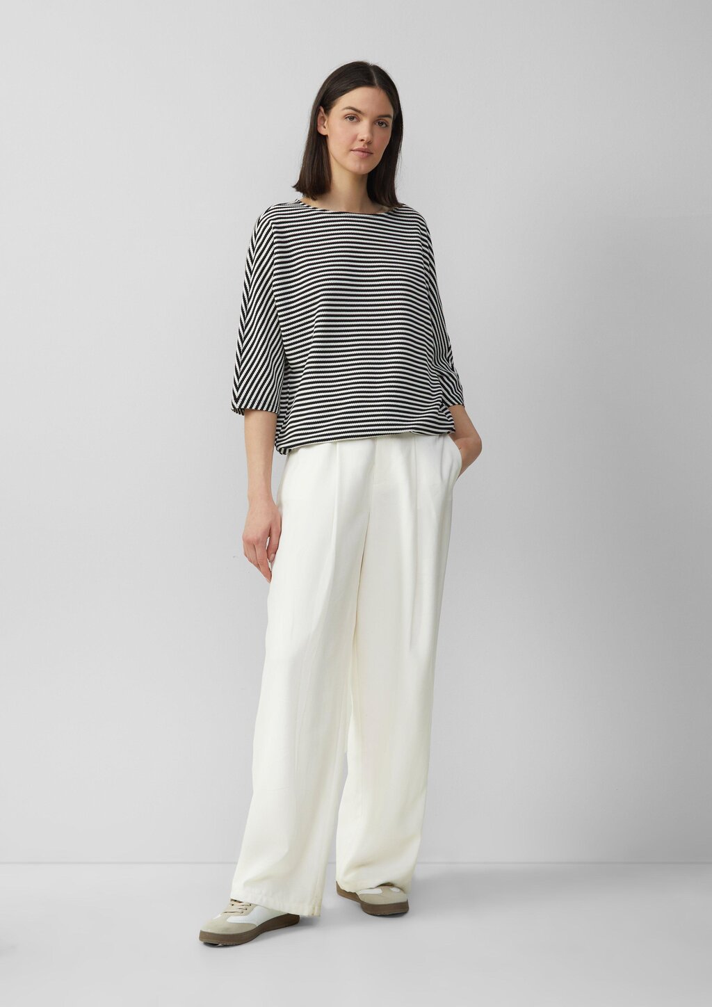 Gestreiftes T-Shirt im Relaxed Fit mit 3/4-Ärmeln
