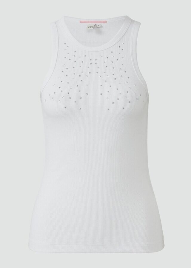 Geripptes Tanktop mit Schmucksteine