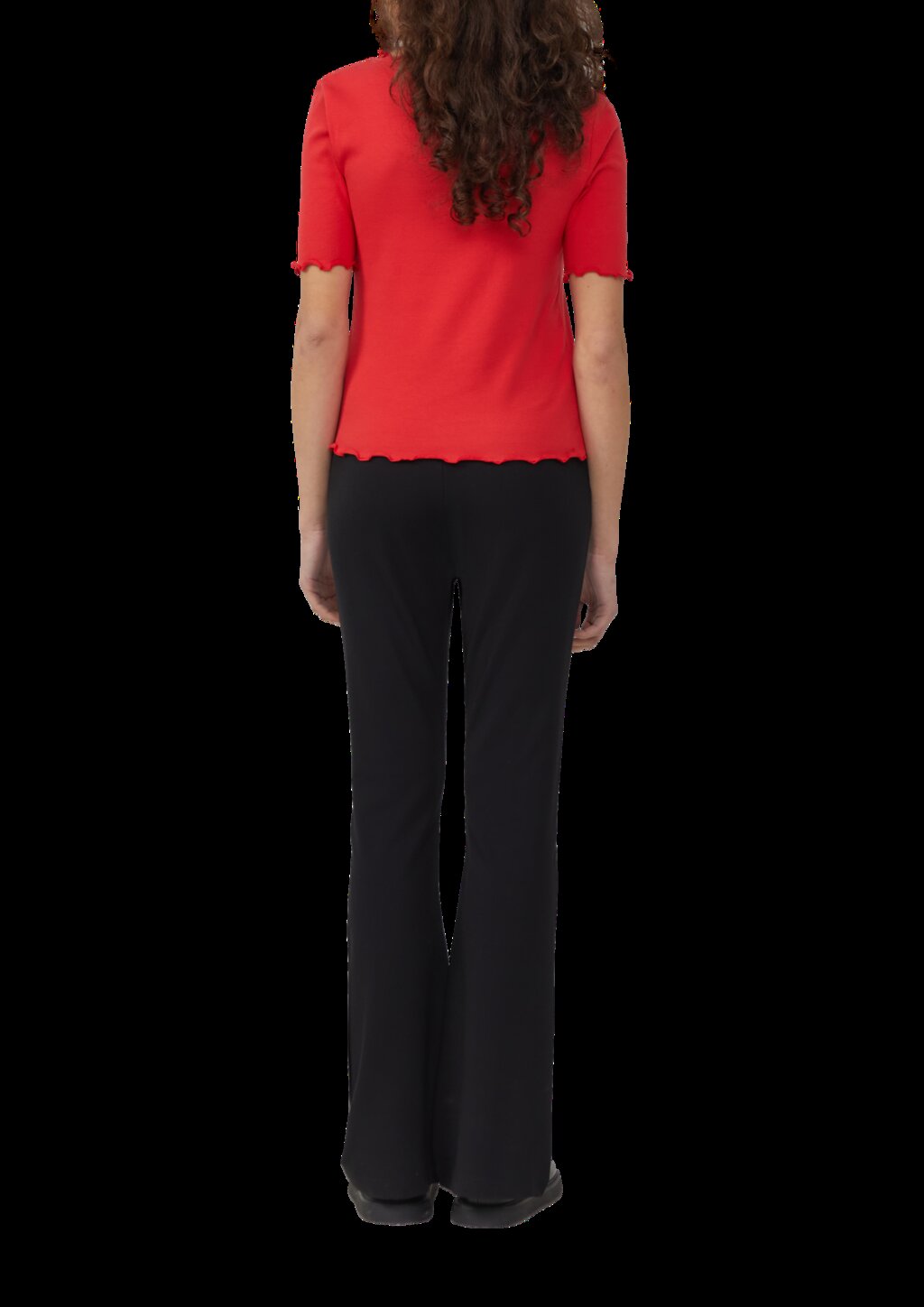 Rippshirt mit Babylock-Kanten und Knopf-Detail