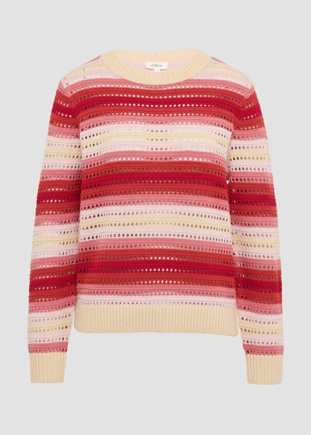 Ajour-Pullover aus Baumwollmix