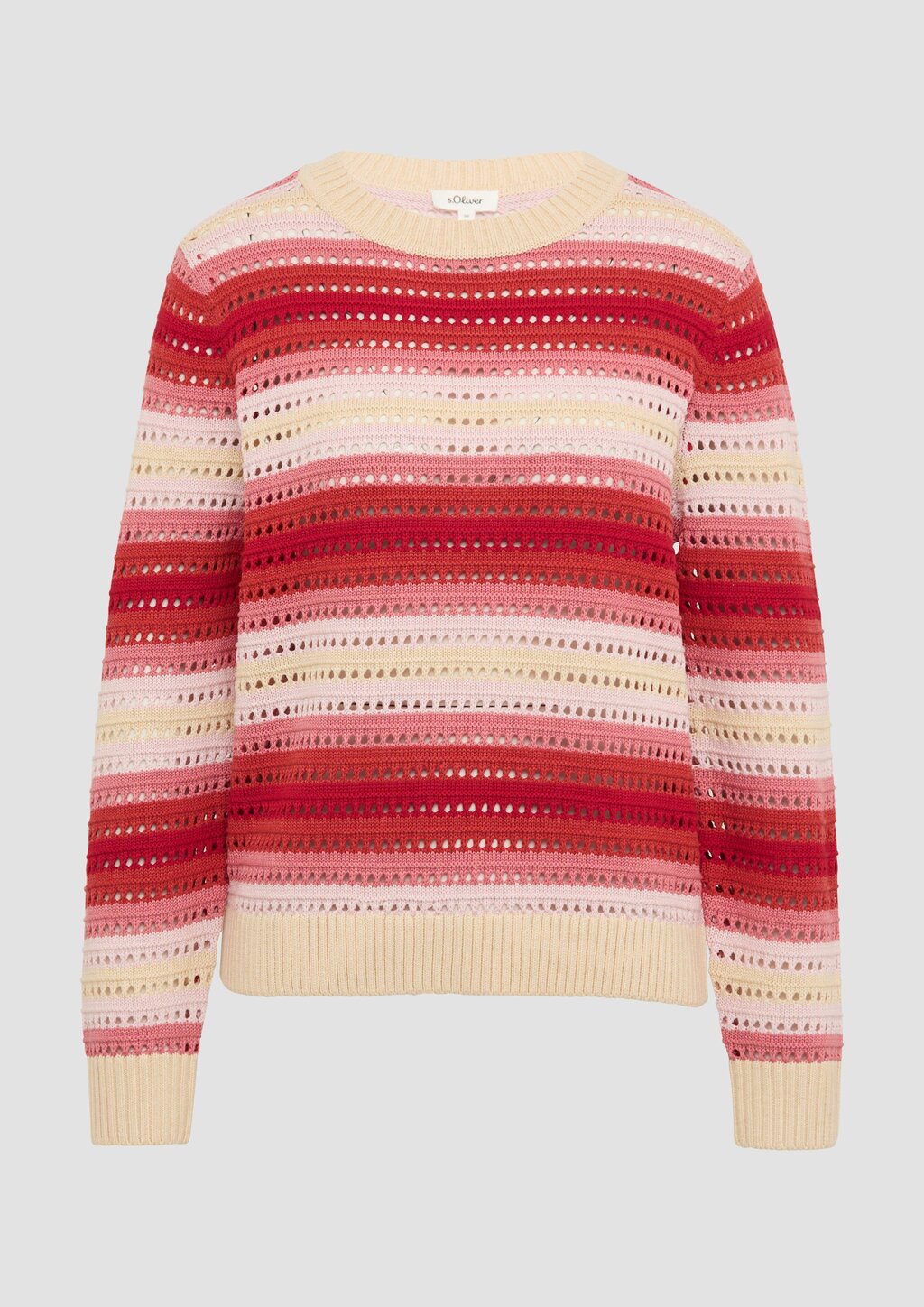 Ajour-Pullover aus Baumwollmix