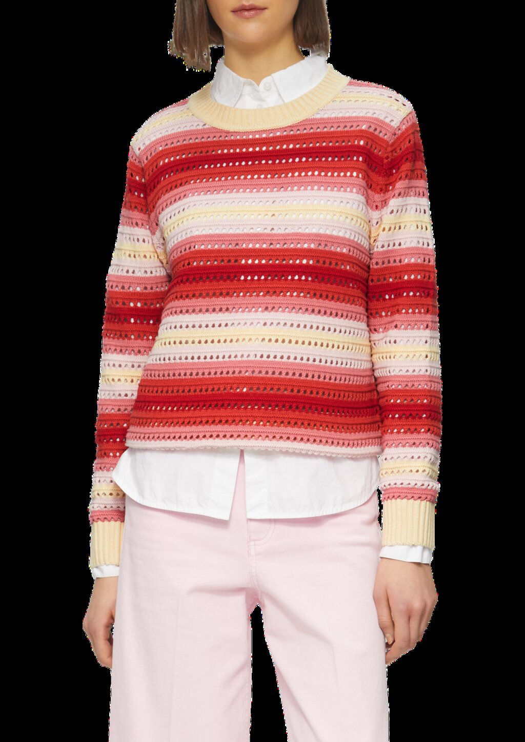 Ajour-Pullover aus Baumwollmix