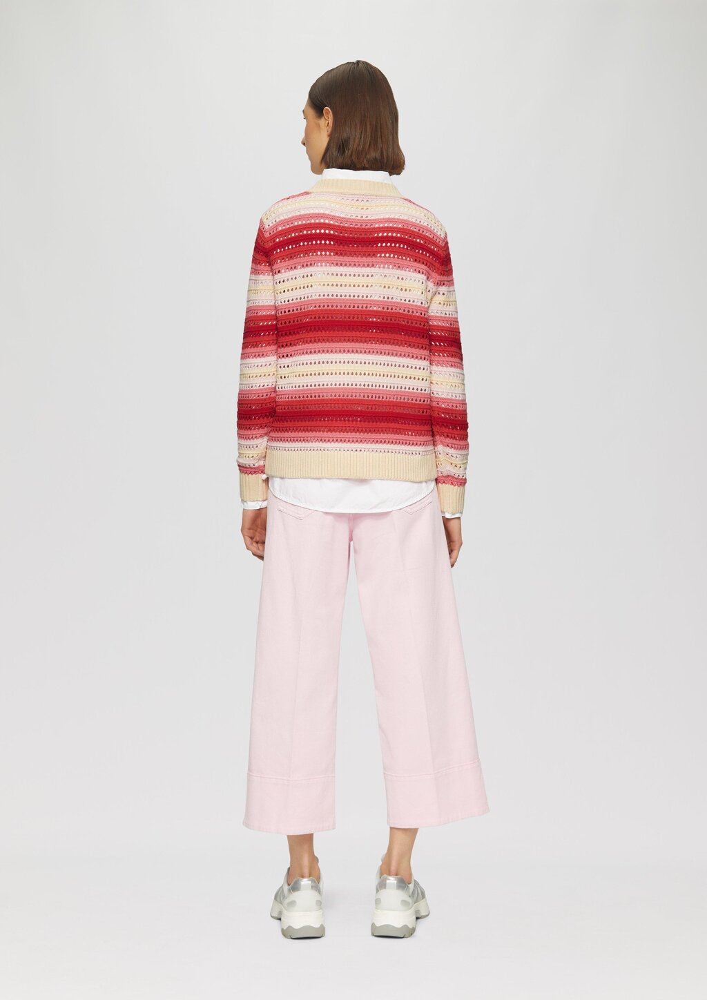 Ajour-Pullover aus Baumwollmix