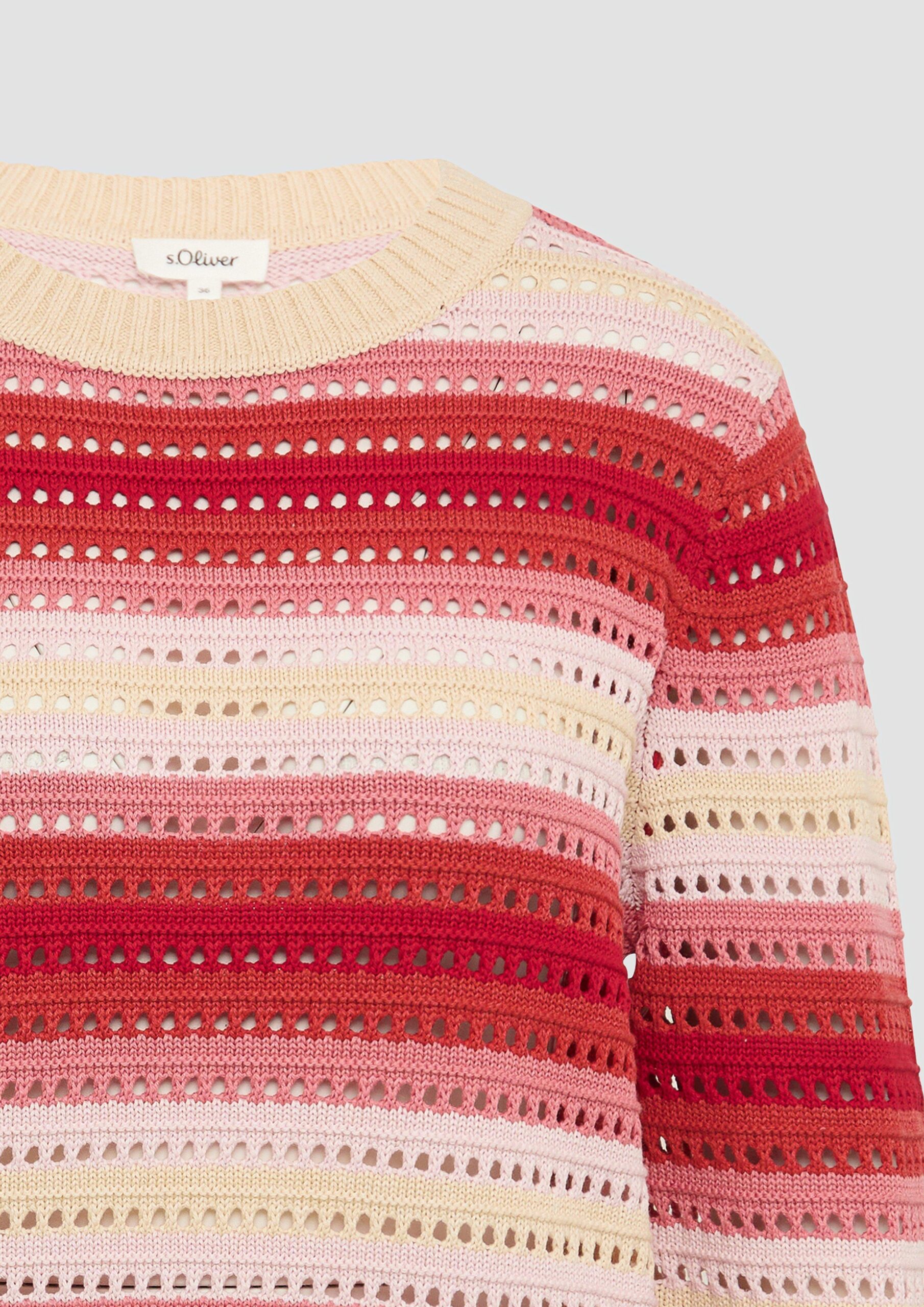 Ajour-Pullover aus Baumwollmix