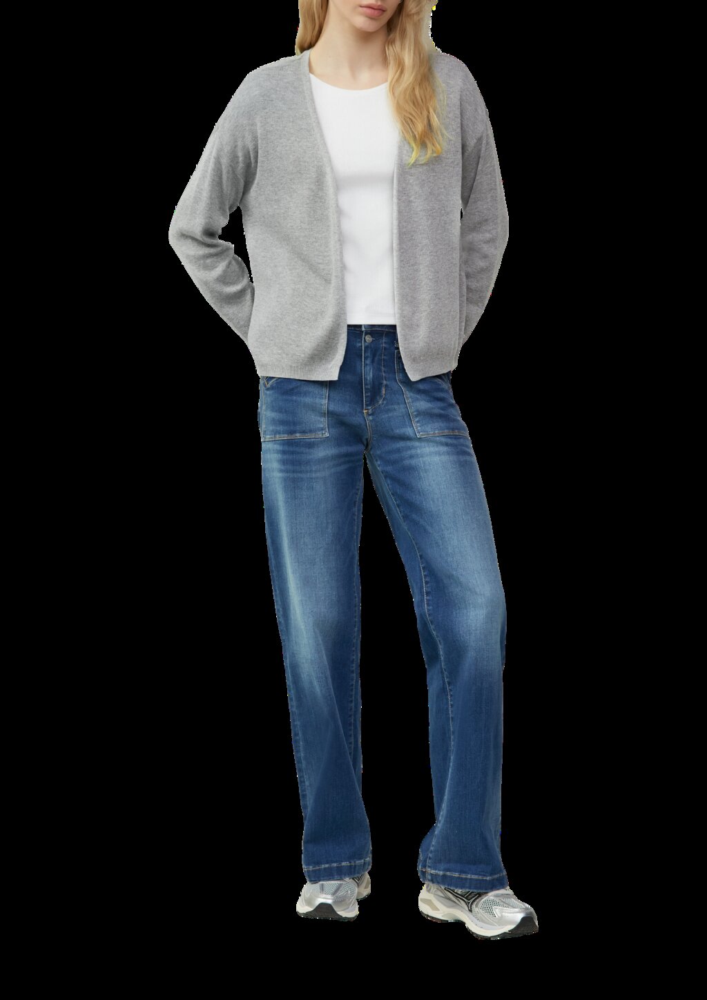 Strickjacke mit überschnittener Schulter